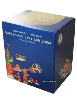 Бокал с блюдцем Синий принт (Классический), FIFA 2018-0