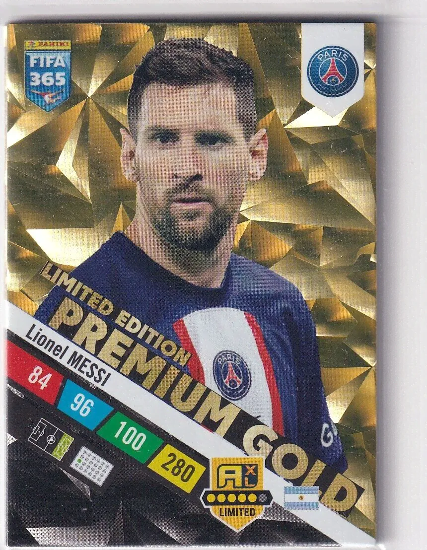 Panini FIFA 365 2023 Karte Premium Limited Edition Gold Lionel Messi