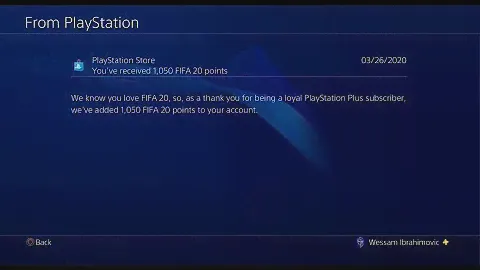FIFA 20- Ultimate Team: Playstation Plus FIFA 20 Gift (1,050 FIFA Points) Rewards #753