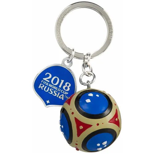 Брелок 2018 FIFA World Cup Russia, металл, синий, бежевый, синий/бежевый/синий-бежевый, металл/ПВХ/синтетический материал