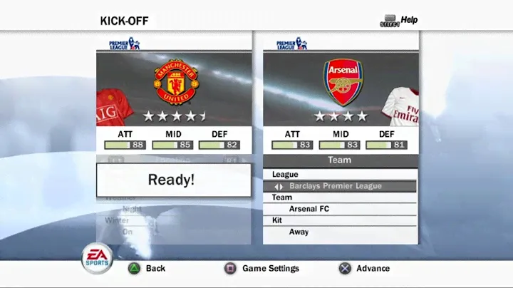 FIFA 08 (PS2) Gameplay - Manchester United vs Arsenal