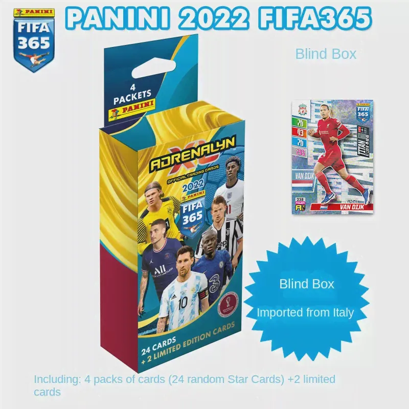 Panini Чемпионат мира по футболу Fifa 365 в Катаре 2022 Официальная коробка Star Limited Edition Редкая Коллекционная карточка Месси Килиана Мбаппе с Подписью