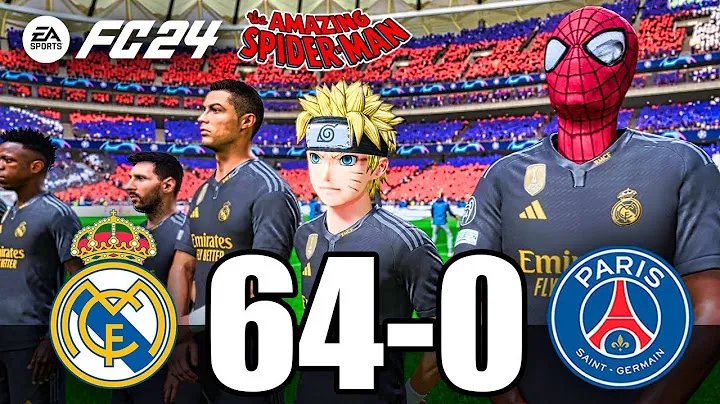 FIFA 24 - RONALDO, MESSI, SPIDER MAN ALL STARS PLAYS TOGETHER | Real Madrid 64-0 PSG