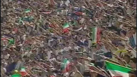 IRANIAN FOOTBALL FANS GIVE NAZI SALUTES DURING THE GERMAN NATIONAL ANTHEM