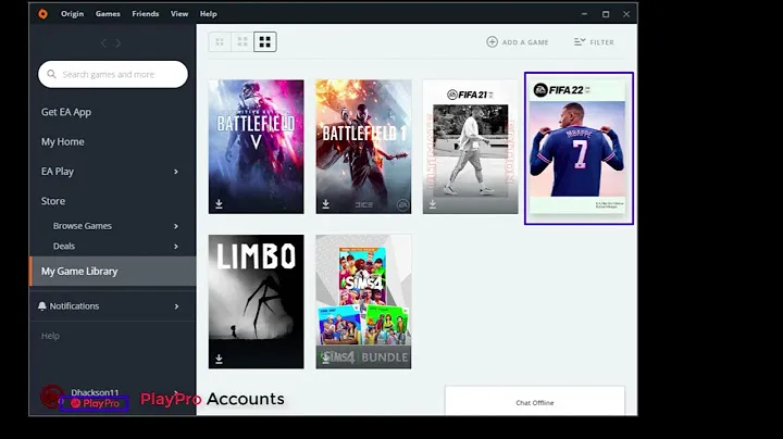 ORIGIN ACCOUNTS WITH FIFA 22
