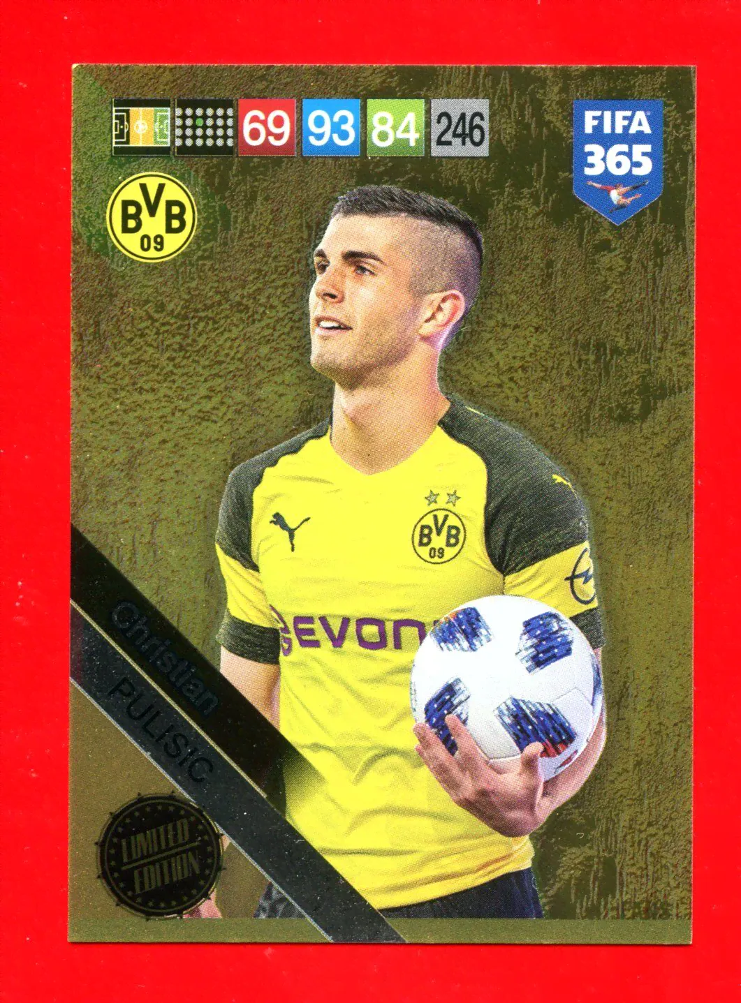 FIFA 365 2018 2019 Panini Adrenalyn Card LIMITED EDITION PULISIC BORUSSIA