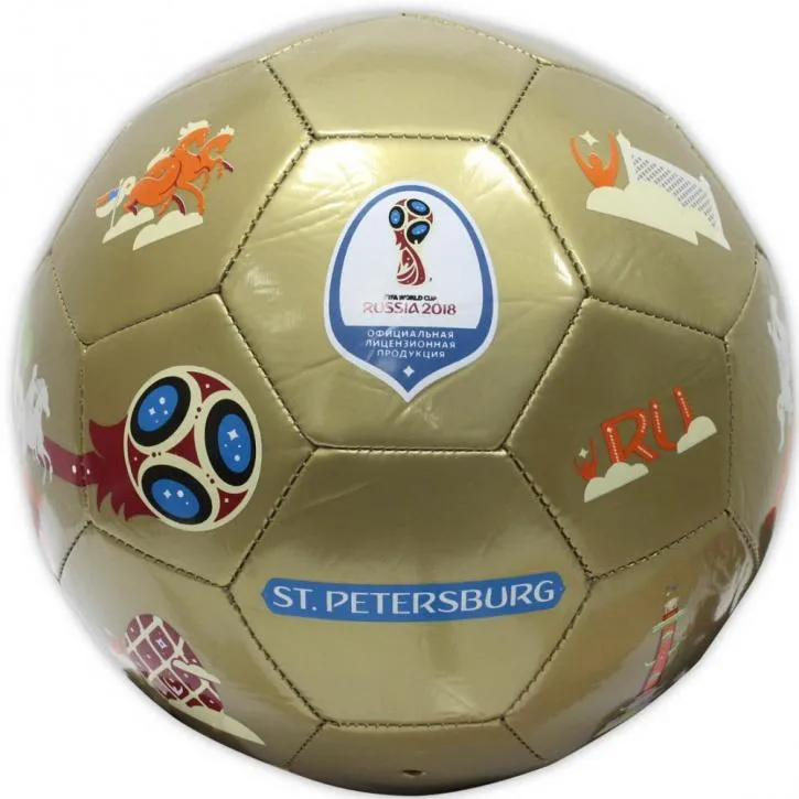 Футбольный мяч FIFA 2018 St.Petersburg 2,2 мм, TPU+EVA, 350 гр, размер 5 (23см) - Т11665-3